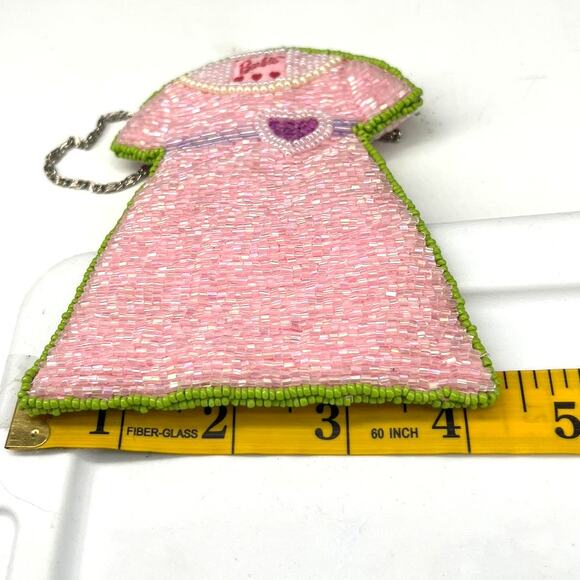 Barbie Dress Vintage Y2K 2000's  Pink beaded mini purse bag Crossbody Whimsical - Picture 5 of 5